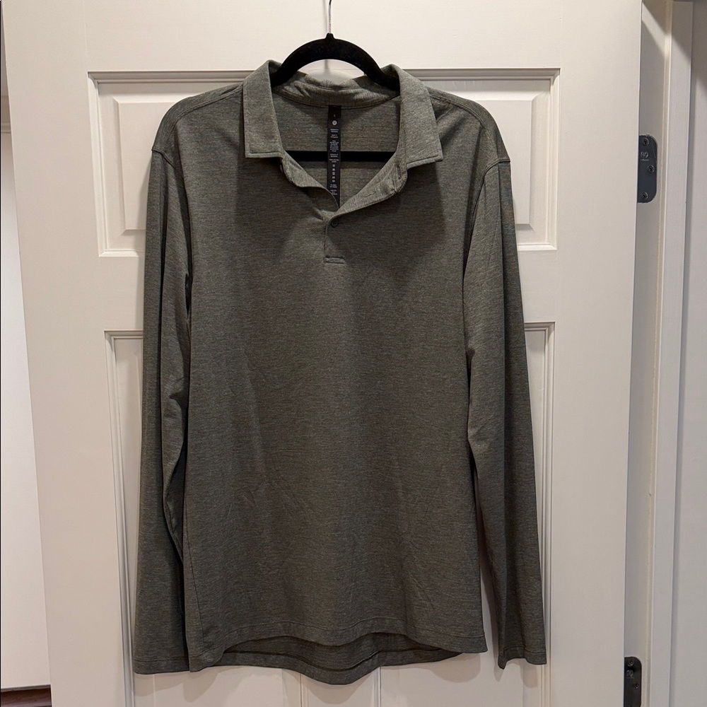 lululemon athletica Men's Olive Long Sleeve Polo Shirt